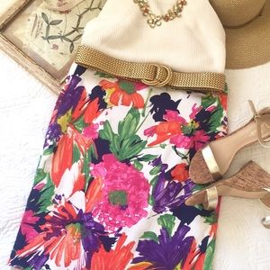 J. Crew Vibrant Garden Floral Pencil Skirt
